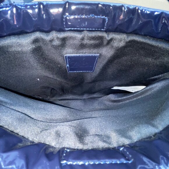 Zara Women’s Dark Blue Patent Quilted With Strap Glossy Finish Shoulder Bag - Picture 5 of 11